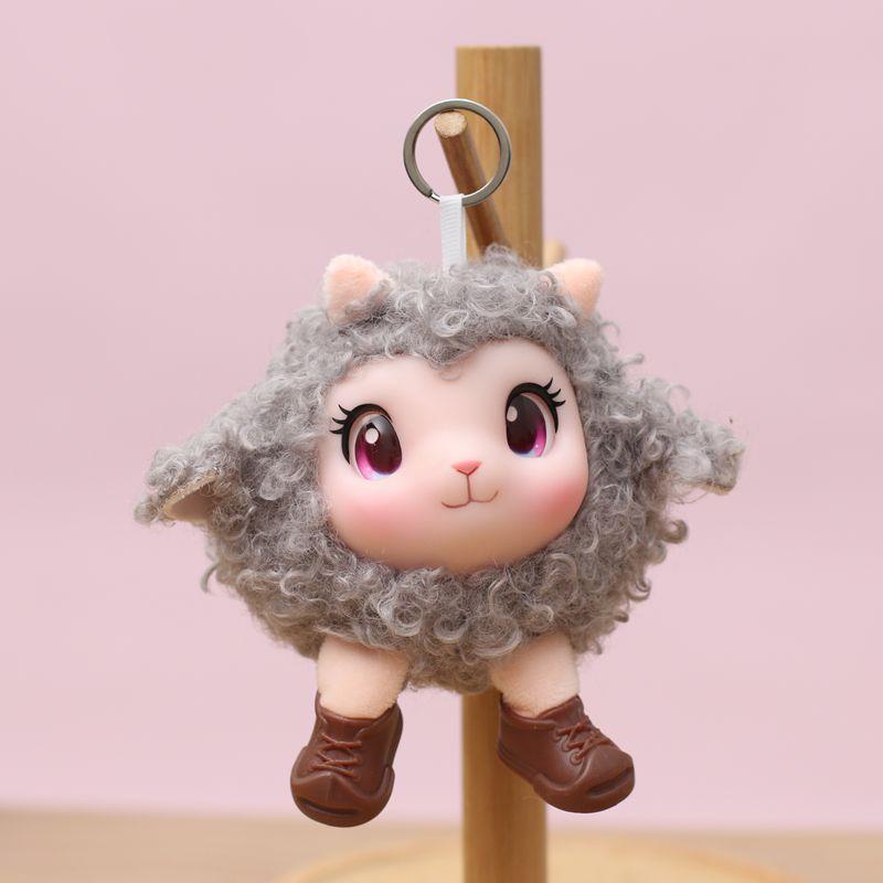 Cute Fluffy Lamb Plush Toy Soft Sheep Stuffed Animal Doll with Bell Small Size for Kids Carry On Travel Play Gift