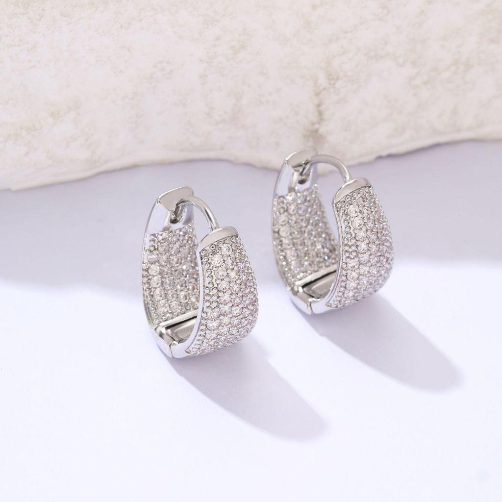 Kolorowe Cyrkoniowe Geometryczne Kolczyki Nausznice Trójkątne - Lekki Luksus, Wykwintna Biżuteria Modowa