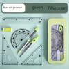 1Set of 7-In-1 Measurement And Drawing Tool Set -  Suitable for Students, Including Compasses, Protractors, Rulers And Erasers.