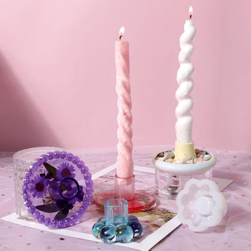 Round Candlestick Silicone Mold Gypsum Plaster Mold Lipstick Holder Tray Mold for DIY Jewelry Organizer Home Craft Decor