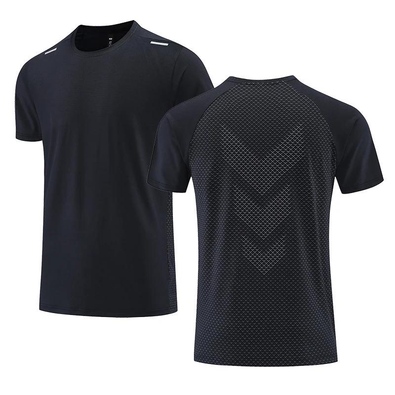 Sport T-shirt med korta ärmar vår och sommar ny snabbtorkande herrträningskläder rund hals andningsbar fitness avslappnad topp