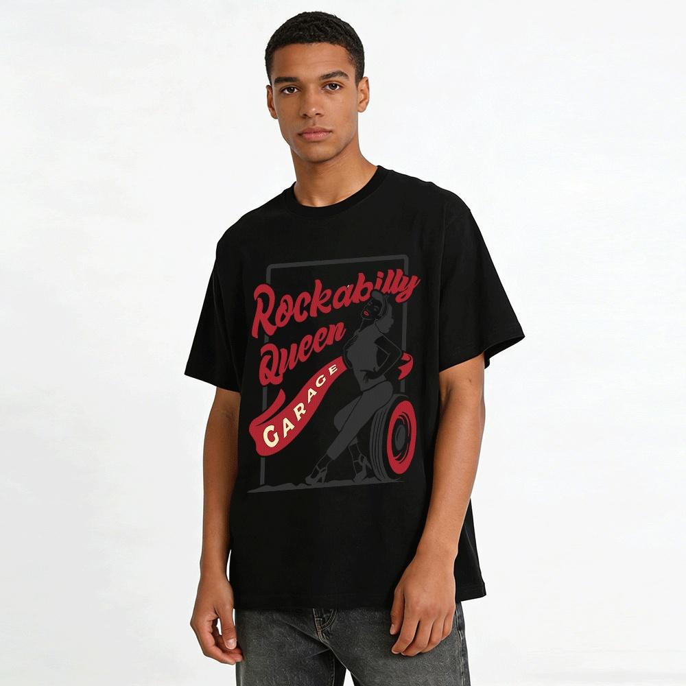 Rockabilly Queen Garage Vintage Print Casual Top Pure cotton T-shirt
