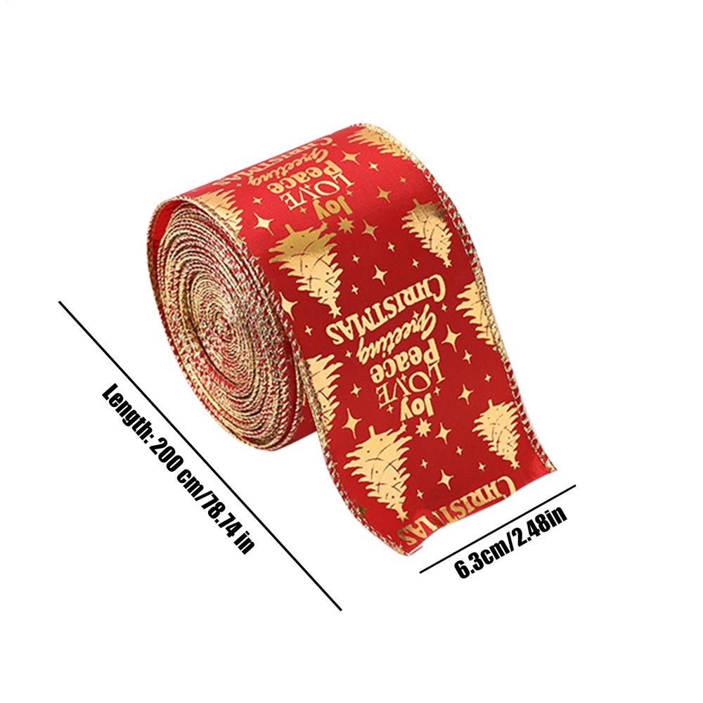 1 Roll Christmas Fabric Ribbons Xmas Wine Red Gold Snowflake Velvet Edge Wired Ribbons for New Year Wrapping Crafts Decoration