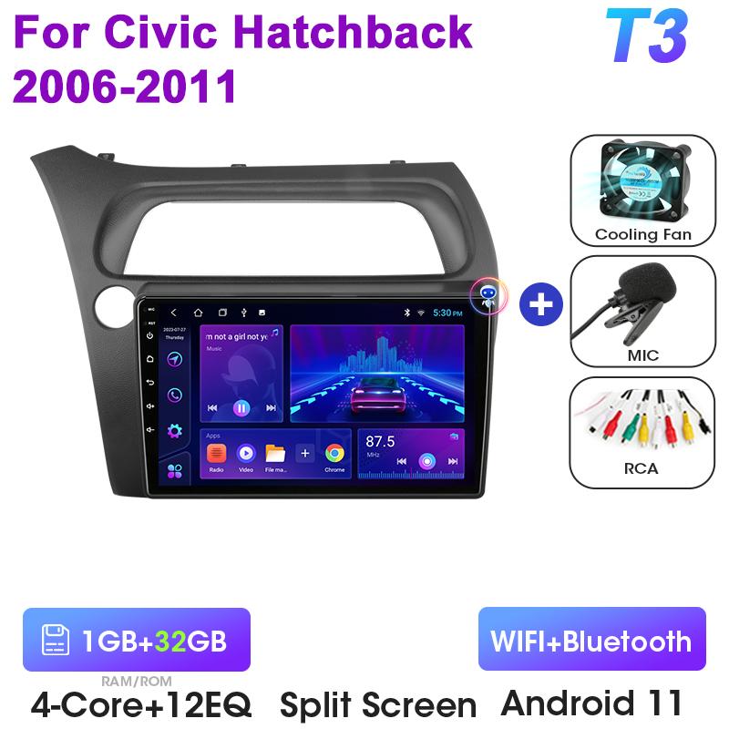 2 Din Android 12 Car Radio For Honda Civic Hatchback 2006-2011 Multimedia Video Player GPS 4G Carplay Auto Stereo RDS Head Unit