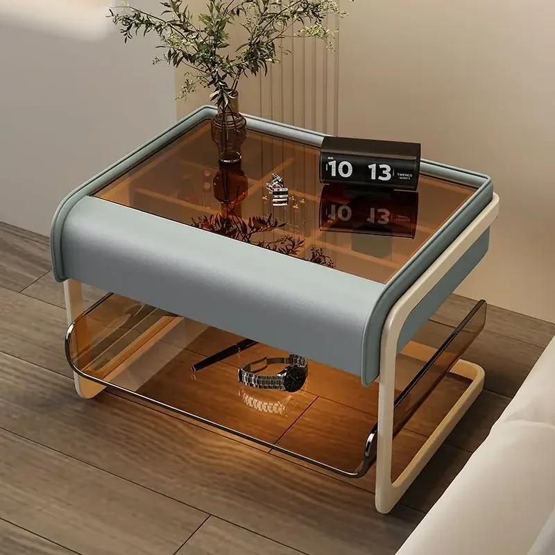 Smart Bedside Table Modern Simple Bedroom Luxury Nightstands Multifunctional Acrylic Wireless Charging Home Furniture