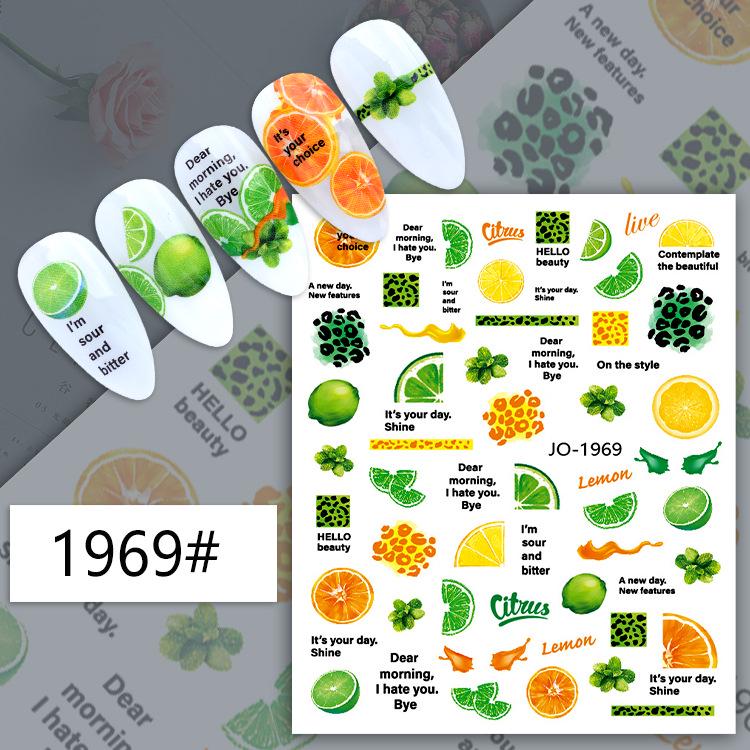 Fruit Series Nail Art Stickers: Lemon, Pineapple, Watermelon, Banana, Strawberry