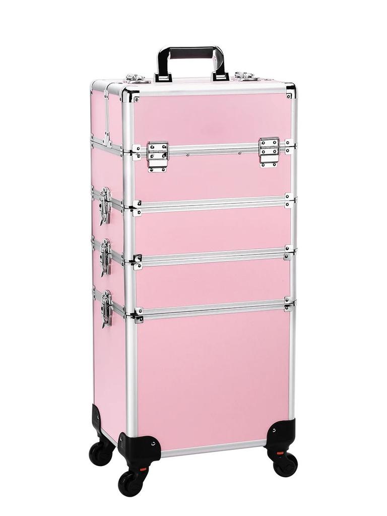 Artist Travel Aluminum Abs Compact Cosmetic Vanity Organizer Beauty Cosmetics Makeup Case On Wheels