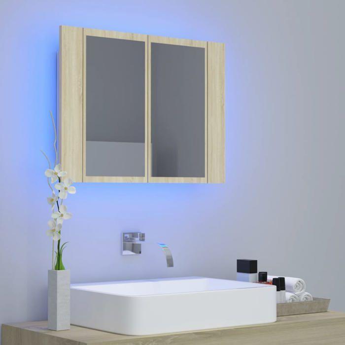 VidaXL Armoire à miroir à LED de bain Chêne sonoma 60x12x45 Acrylique 804959