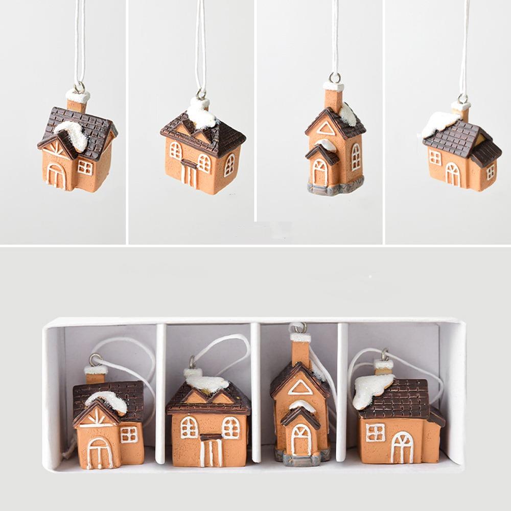 

Resin Santa Claus Figurine Elderly Mini Snow House Pendant Home Decorations House
