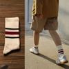Unisex Baumwollsocken mit Streifen im amerikanischen Stil - Dick, warm, mittelhoch für Herbst/Winter