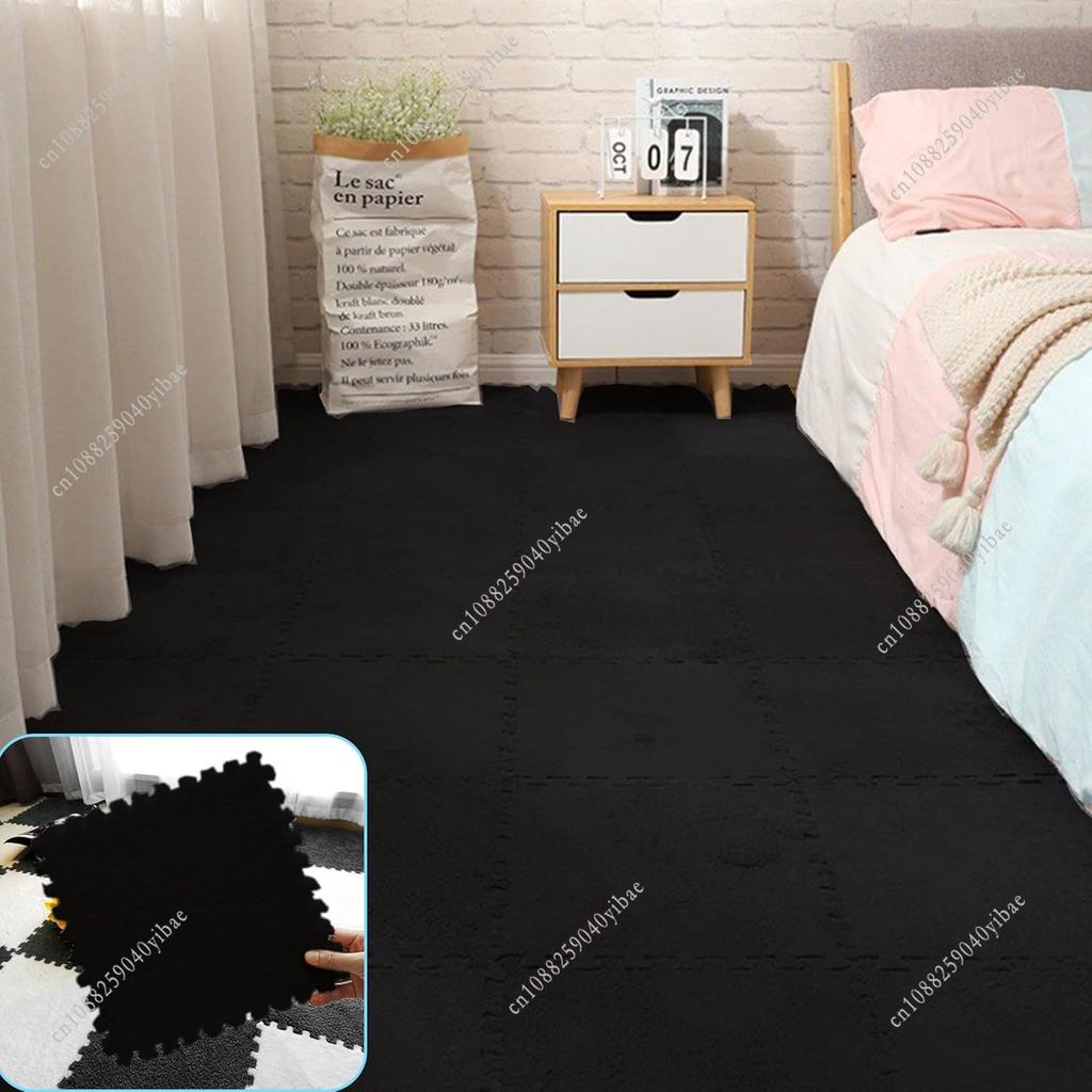 10Pcs Soft Plush Puzzle Carpet Play Mat 30*30*1CM Room Warm Playmat Interlocking Exercise Tiles Fluffy Area Decoration Mat Rug
