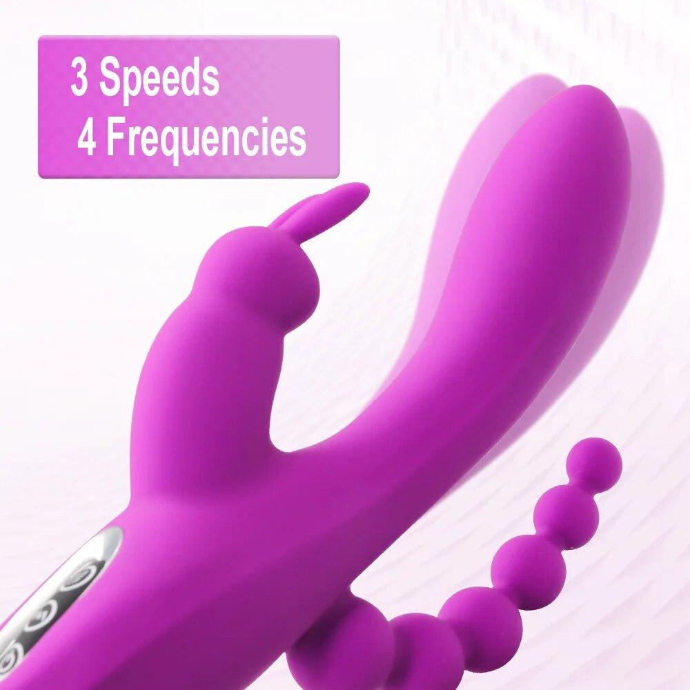 3 w 1 Dildo Wibratory Króliczek Dla Kobiety Masaż Klitorisa Koraliki Analne Zabawki Seksualne Dla Dorosłych Stymulacja Punktu G Kobiecy Masturbator