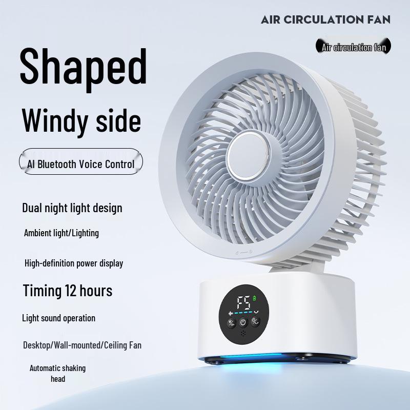 Rechargeable Desktop Fan with Voice Control, Timer, & Long Battery Life for Home Air Circulation