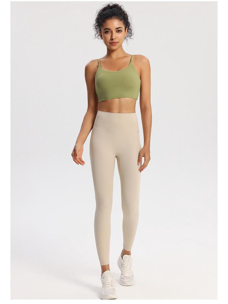Nude Feel Shockproof Sports Bra with Sexy Straps and Removable Pads for Women – Fitness and Yoga Wear