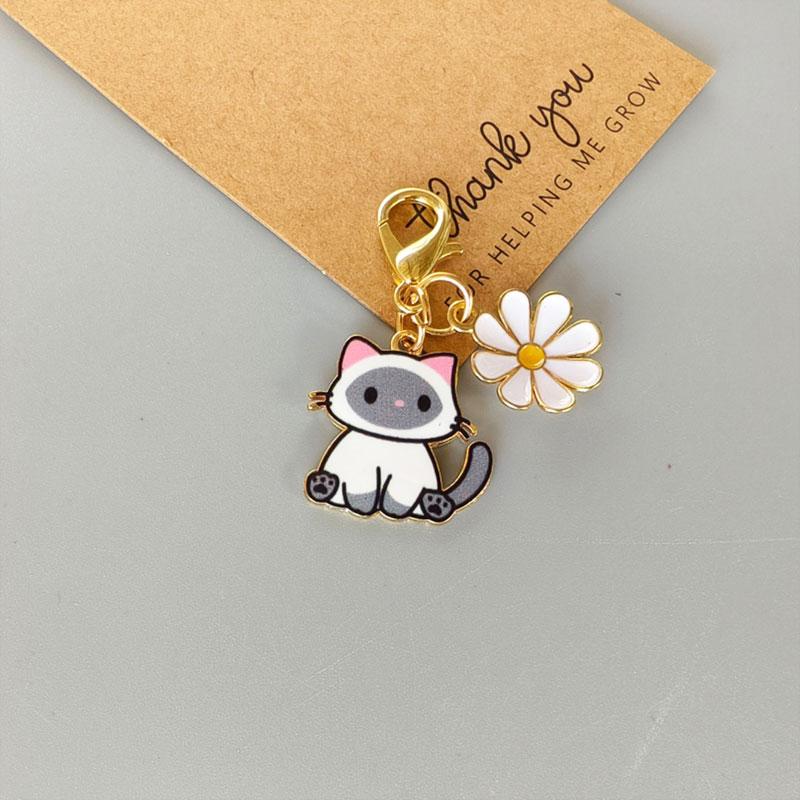 1/8pcs Handbag Pendants for Women Girls Bag Charm Cute Key Ring Cartoon Keychain Cat & Daisy 1pc