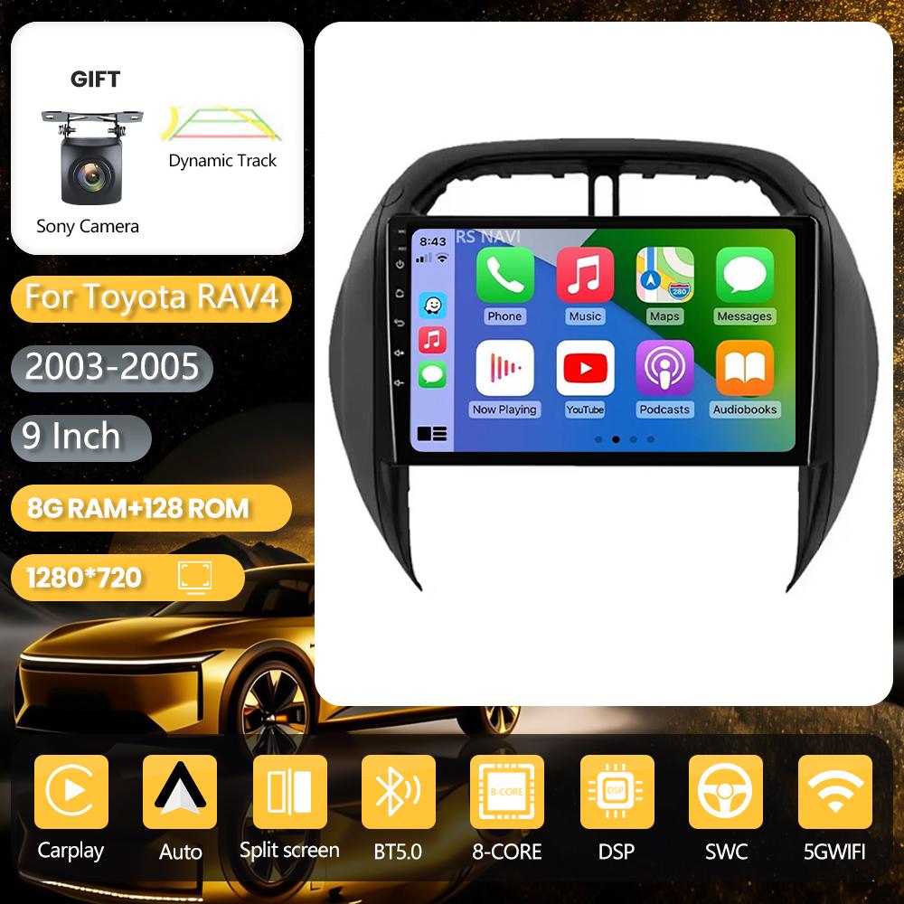 Android 16 Plug and Play Car Radio for Toyota RAV4 RAV 4 2003 - 2005, Carplay Screen, DAB+ Multimedia Player, 2K Car Radio, GPS