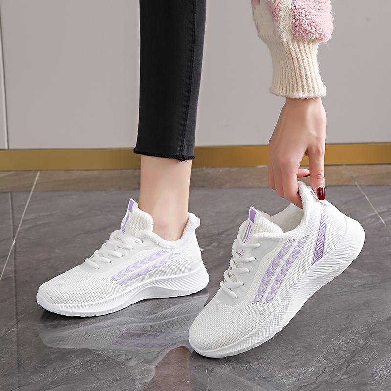 Fleece sneakers winter new lightweight soft-soled cotton shoes that are not tired