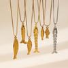 Edelstahl Metall Fisch Halskette für Männer Frauen Vergoldeter Fisch Anhänger Halskette Kreative Ozean Strand Kette Choker Schmuck