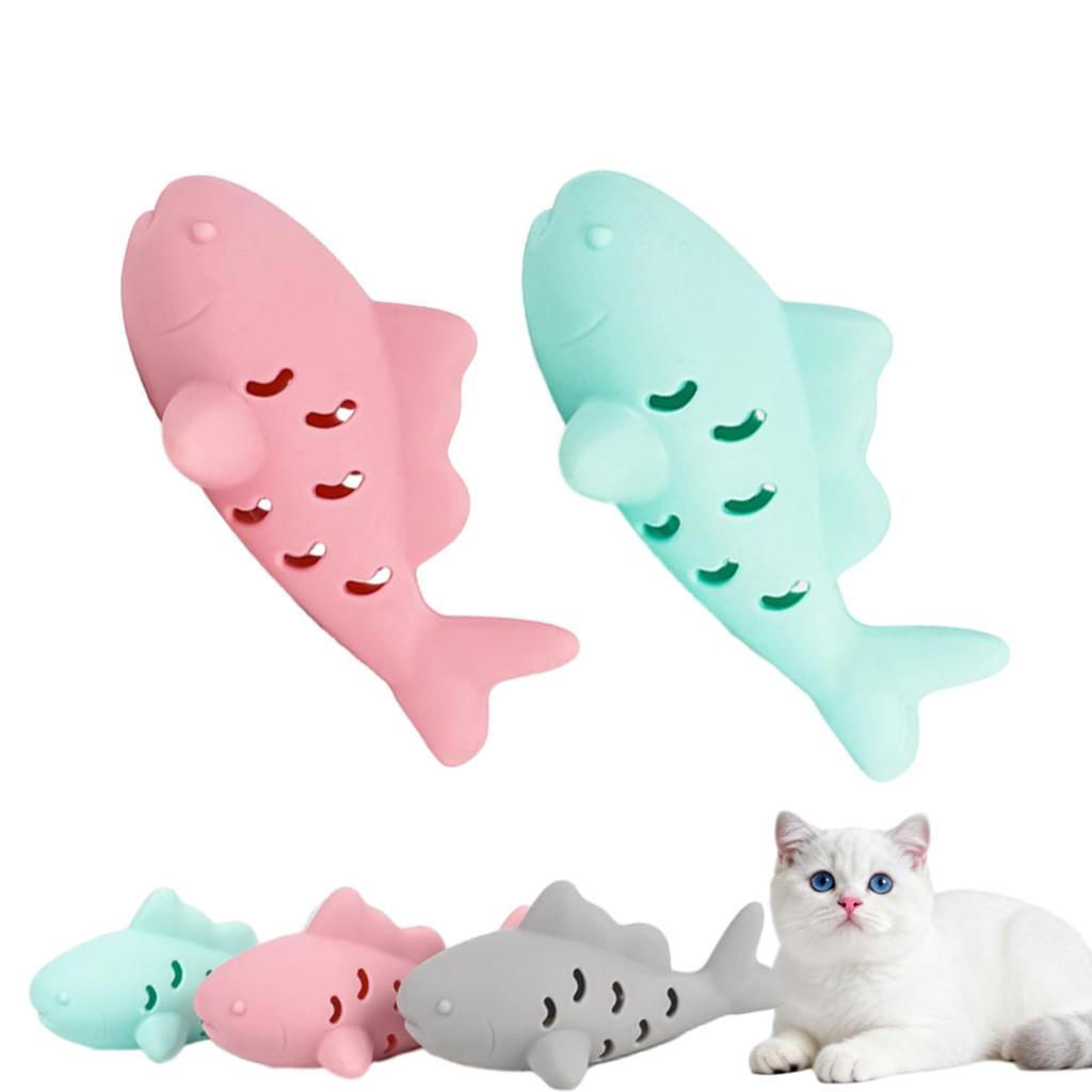 Fish-Shaped Cat Chew Toy - Dental Treat Dispenser Puzzle, Safe Silicone, No Battery, Interactive Pet Snack Game