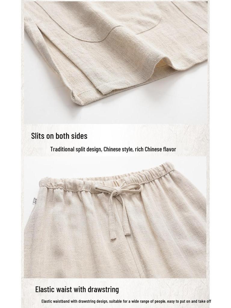 Men's Youth Linen Tang Suit - Chinese Style Zhongshan Jacket Hanfu Set