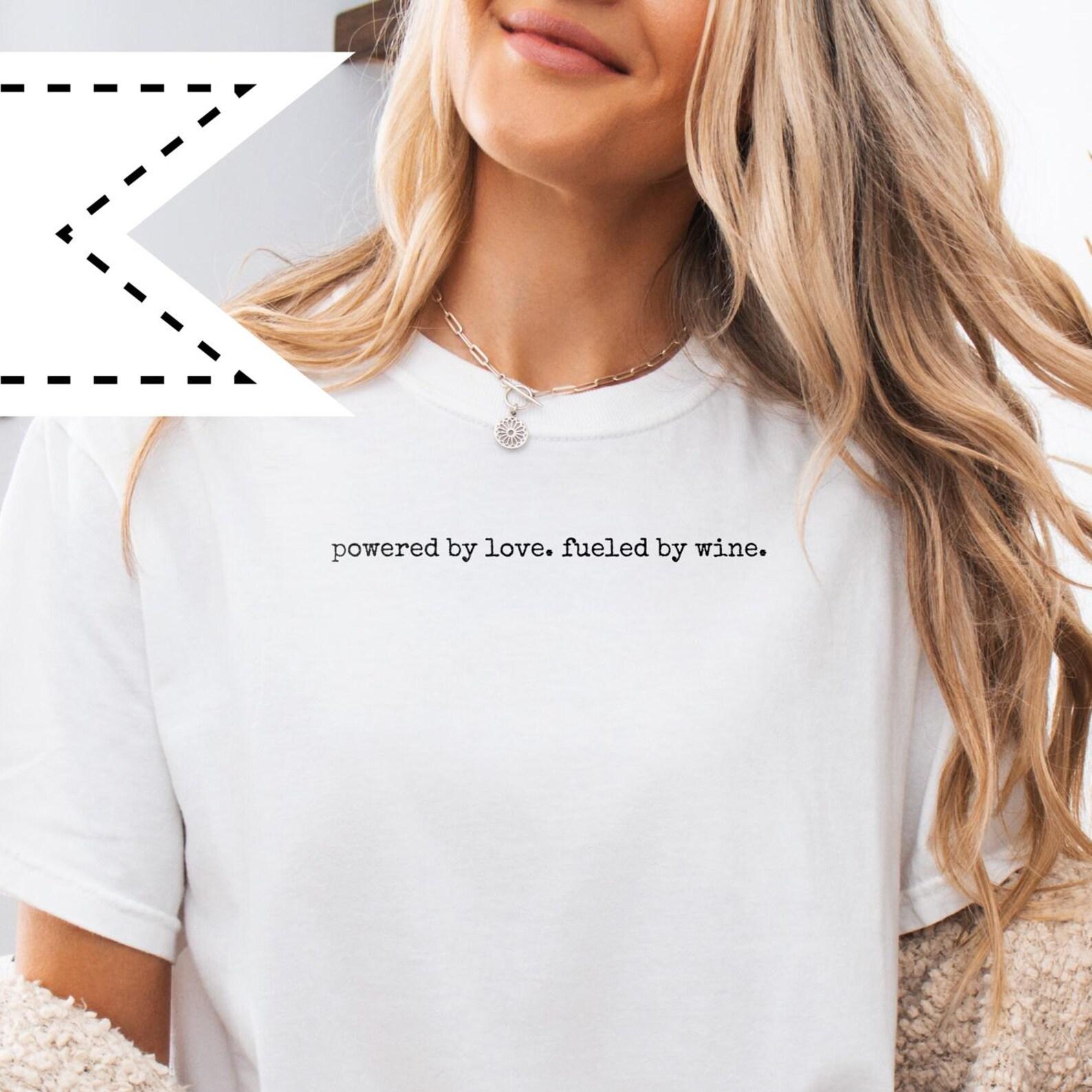 Comfort Colors® Mom T-Shirt, Powered by Love Fueled by Wine Graphic Tee, Gift for Her, Sarcastic Funny Tee S
