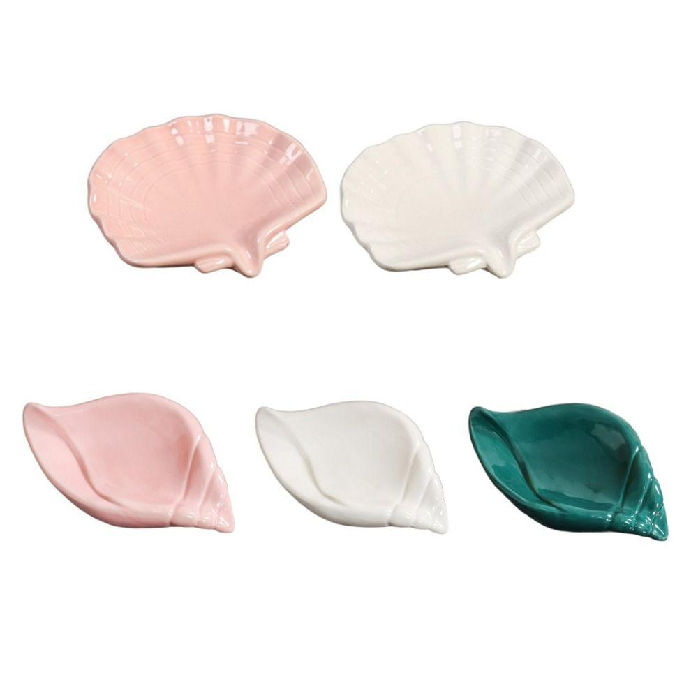 Ceramic Shell Conch Soap Box Soap Dish Soap Drying Rack Practical Drain Rack  Bathroom