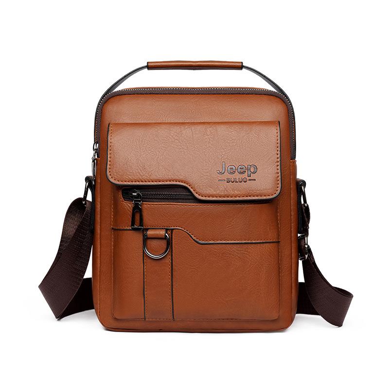 

Men s Vertical Leather Backpack and Crossbody Bag - Large Capacity, Fashionable for Business and Casual Use світло-коричневого кольору