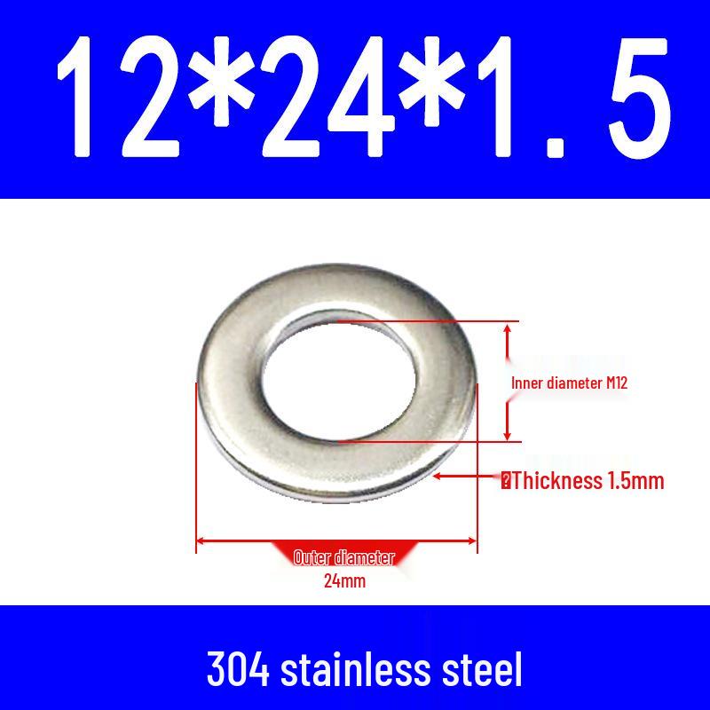 304 Stainless Steel Flat Gasket Washer, Metal Spacer for M2-M20.