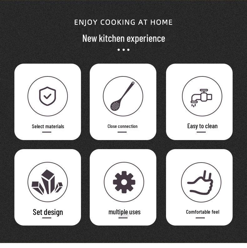 Silicone 7-Piece Kitchen Utensil Set with Storage Rack: Heat-Resistant, Non-Stick Spatula, Slotted Spoon, Ladle.