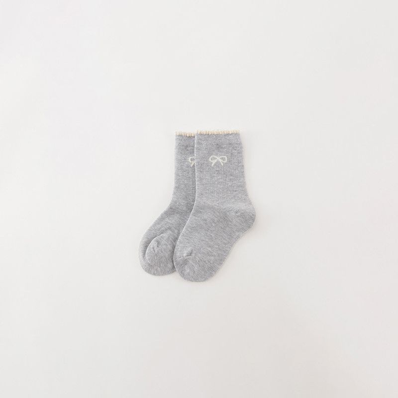 Mark Jenny Girls All-Season Lace Bow Seamless Short Socks Children s Socks 2025 New Model 551900 140 (Recommended Foot Length 20-22cm) Ash