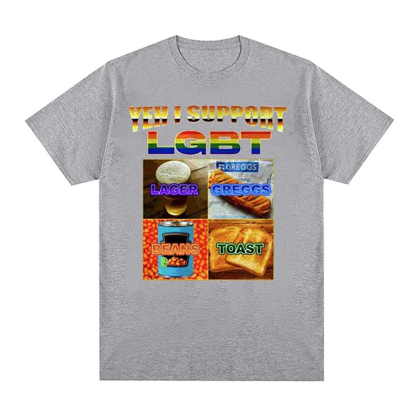 LGBT Lager Greggs Beans Toast Pride Funny Meme Parody T-shirts Men's Clothing Harajuku Vintage Classic T Shirt Unisex Streetwear