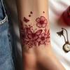 Premium Dark Retro Red Butterfly Plain Flower Wrist Tattoo Sticker