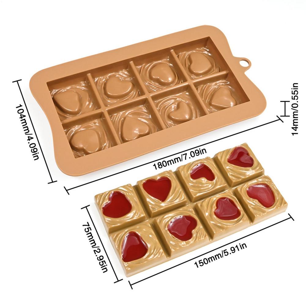 Chocolate Bar Mold Food Grade Silicone Break-Apart Chocolate Candies Molds heart Flipping Cake Mold Cocoa Baking Mold