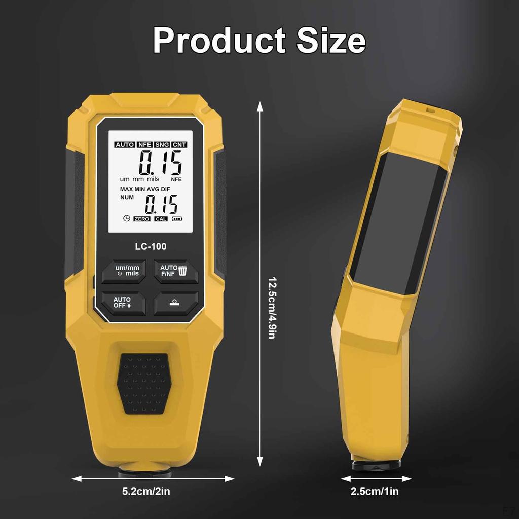 Paint Thickness Gauge Tool Fit Car Coating Measurement Automatic Detection Digital Display