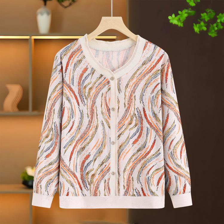 

Spring and Autumn New Knitted Shirt Foreign Grandma Wear Middle-aged and Elderly Women s Wear Thin Top XL красный