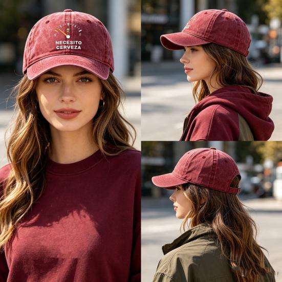 Embroidery Pattern Baseball Hat, Adjustable Back Buckle Retro Distressed Style Baseball Cap, Washed Cotton Fabric Outdoor Sunshade Cap