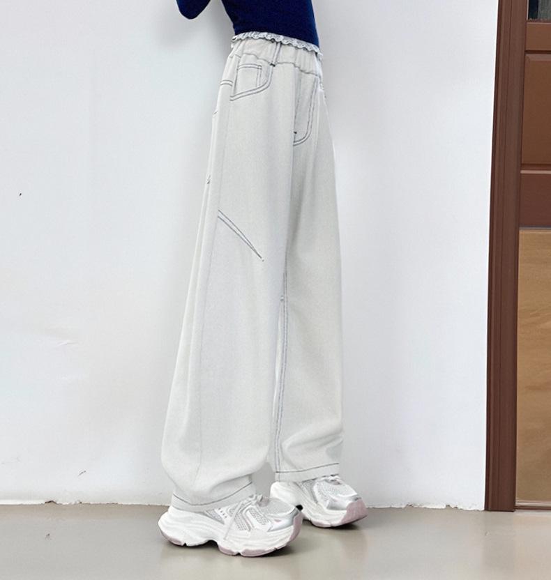 

Девичьи широкие джинсы-палаццо свободного кроя - Новый осенний стиль 2025 170 cm серый/белый