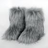Mao Mao Stiefel Warm und Rutschfest Imitation Waschbärfell Gras Winter Schneestiefel