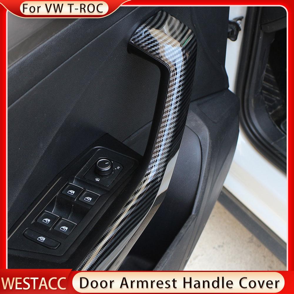 4Pcs ABS Auto Innentür Armlehne Griff Abdeckung Trim Aufkleber für Volkswagen VW T-ROC TROC 2018 - 2022 innen