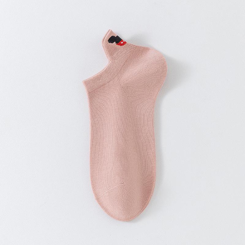 Women's 3D Heel Love Embroidery Low-Cut Socks - Breathable & Invisible