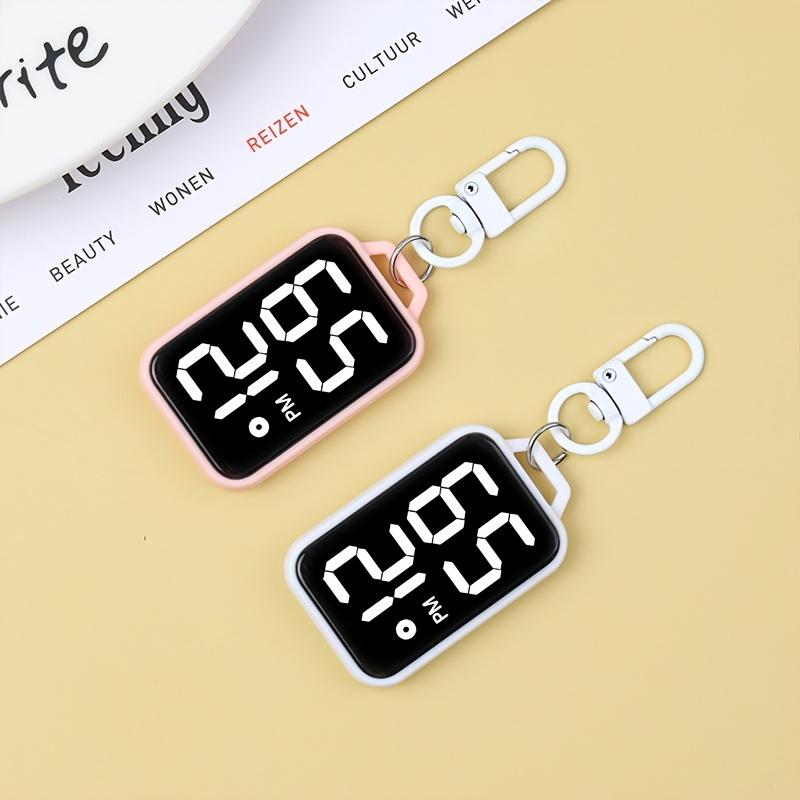 LED Keychain Pocket Watch Digital Electronic Watch Keychain Luminous Function Hanging Watch Touch Display Digital Pendant Watch