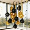 Schwarz Gold 4D Aluminiumfolien-Ballonset mit schwarzen und goldenen Bändern für Geburtstags-, Silvester-, Abschlussdekorationen