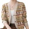 New Autumn and Winter Jacquard Knitted Cardigan Women's Loose Small Sweater Jacket Versatile Outerwear Top