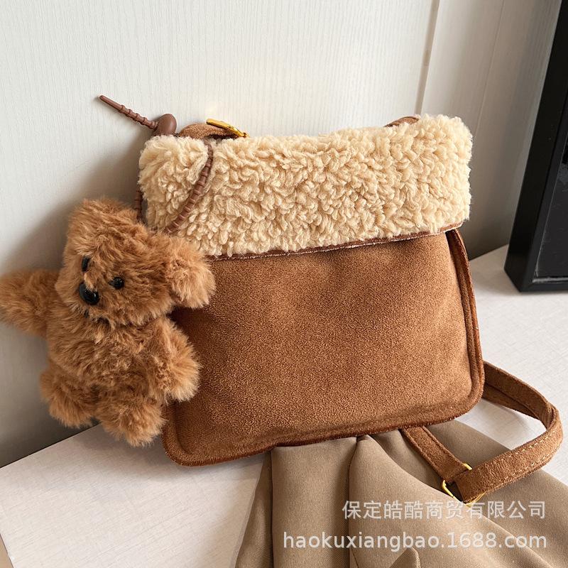 Maillard Lamb Wool Plush Bag Women 2025 New Autumn and Winter Furry Small Bag Messenger Mobile Phone Bag