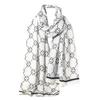 Lucky Clover Viscose Scarf 180x85cm White with Black Clovers