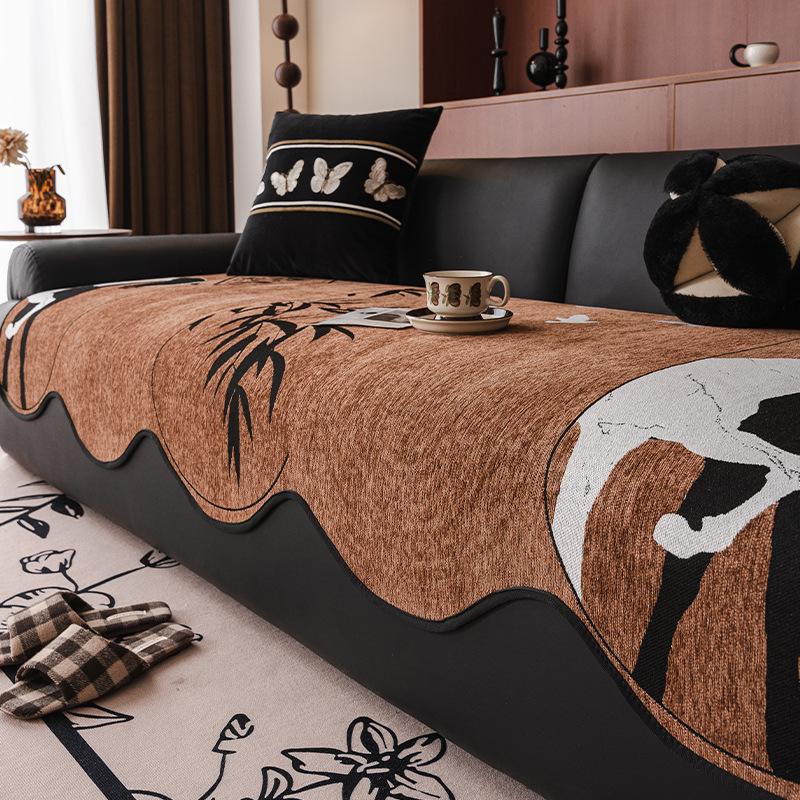 New Medieval Chenille Sofa Cushion, Universal In All Seasons, Special-Shaped Irregular Straight Row Non-Slip Sofa Seat Cushion