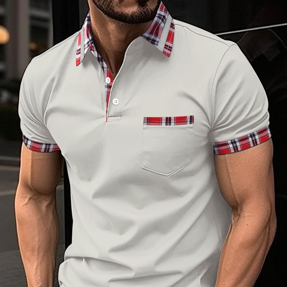 

Летняя мужская спортивная рубашка-поло с карманом на пуговицах и воротником-хенли XXXL серый