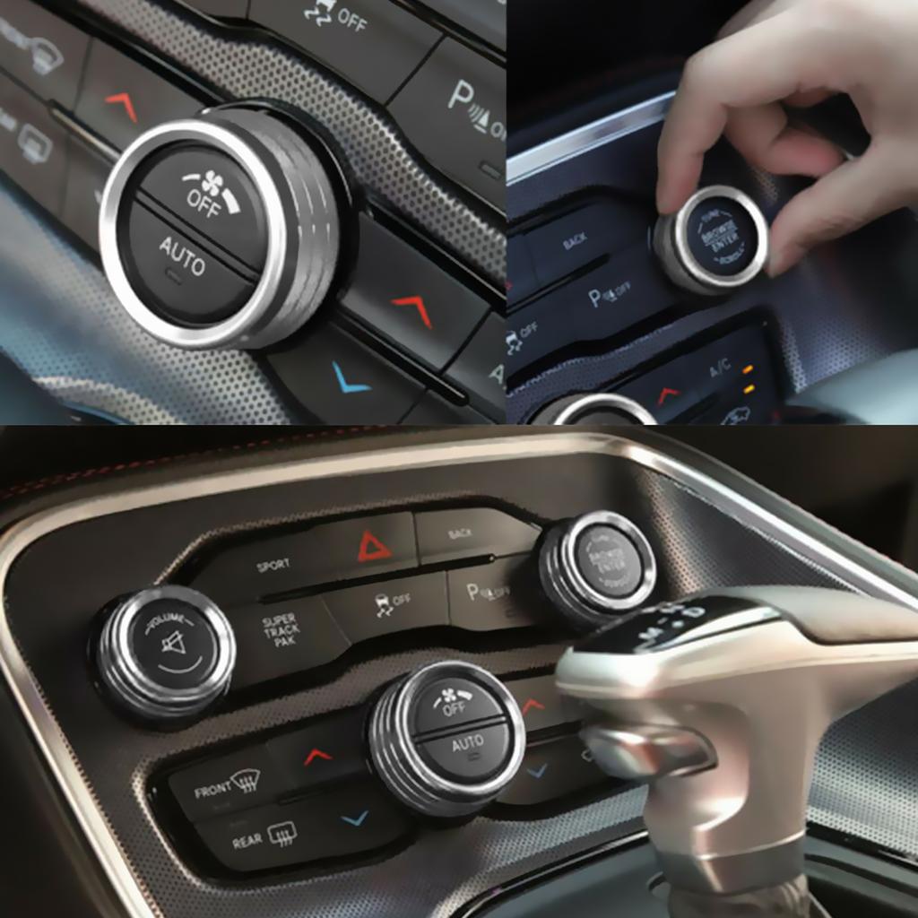 For Dodge Challenger RT SXT 2015-2019 2020 Radio Volume Knob Rings Cover Headlight Control Air Condition Switch Knob Accessories OO1