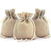 50 Pcs Burlap Gift Bags With Drawstring, Linen Burlap Bags Candy B 7x9cm