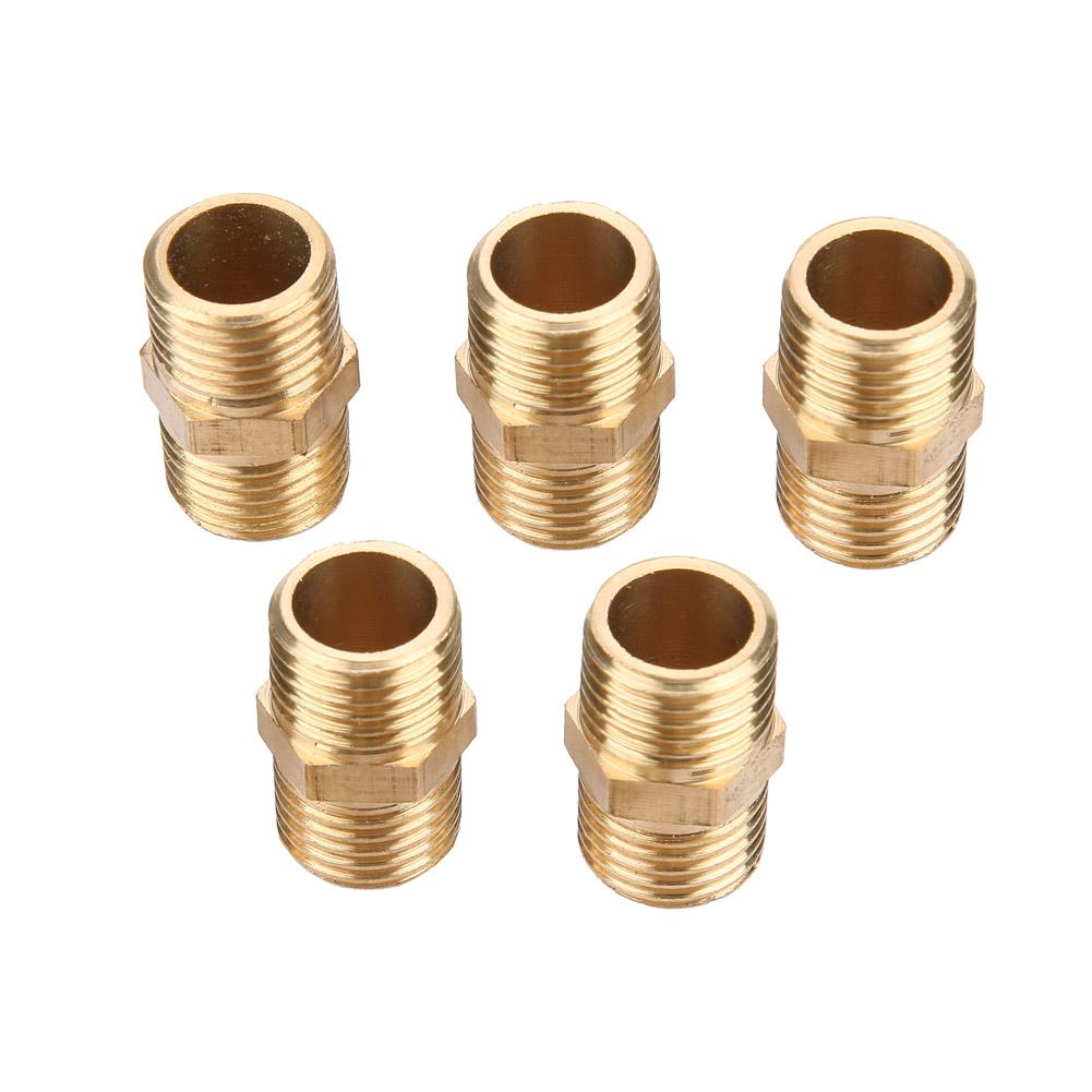 1 2  Brass Pipe Fitting Hex Nipple Water Tube Connecting Accessories (5pcs)